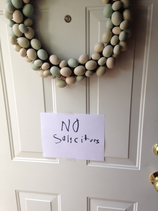 this is really a picture of Thing 3's solicitors deterrent sign, which just happened to include a fair amount of the wreath. 